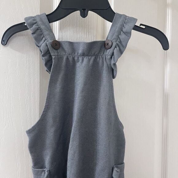 Milkbarn Denim Ruffle Overalls Girls Size 12-18 Months - Picture 2 of 13